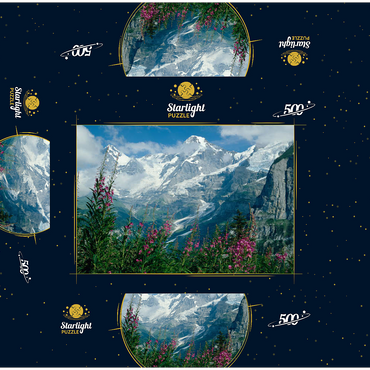 View from Mürren to Eiger, Mönch and Jungfrau, Canton Bern, Switzerland 500 Jigsaw Puzzle box 3D Modell