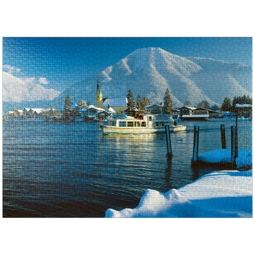 puzzleplate Painter's corner with church of Rottach-Egern at the Tegernsee and view to the Wallberg 1000 Jigsaw Puzzle