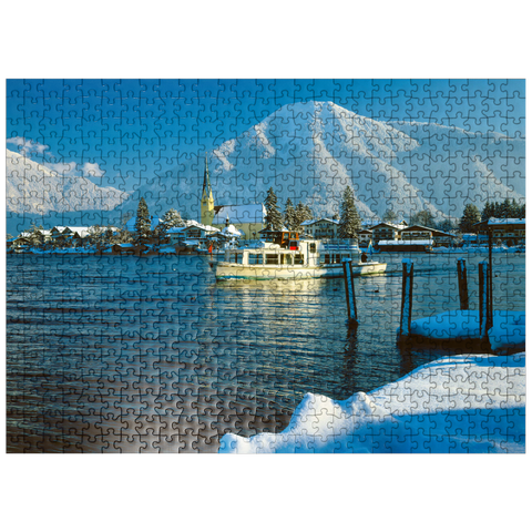 puzzleplate Painter's corner with church of Rottach-Egern at the Tegernsee and view to the Wallberg 500 Jigsaw Puzzle