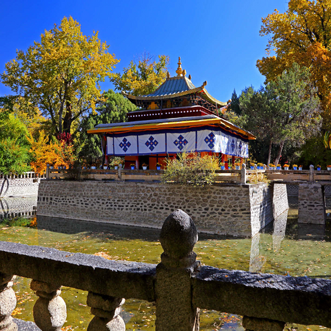 Water pavilion in the park of the Dalai Lama's summer residence, Tibet 1000 Jigsaw Puzzle 3D Modell