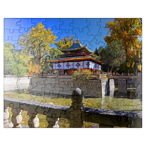 puzzleplate Water pavilion in the park of the Dalai Lama's summer residence, Tibet 100 Jigsaw Puzzle