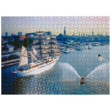 puzzleplate Welcoming the Sea Cloud at the St. Pauli Landungsbrücken, Hamburg, Germany 500 Jigsaw Puzzle