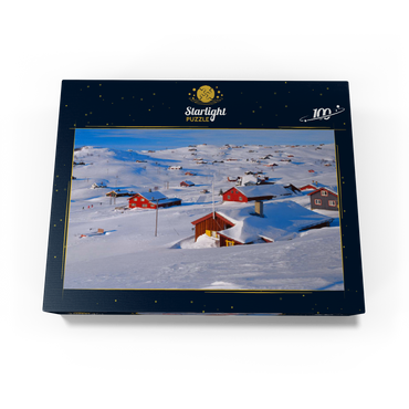 View over cabin village Ustaoset, Buskerud, Hallingdal, Norway 100 Jigsaw Puzzle box view1