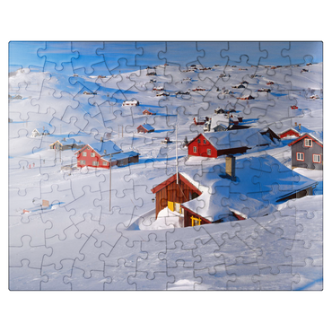 puzzleplate View over cabin village Ustaoset, Buskerud, Hallingdal, Norway 100 Jigsaw Puzzle