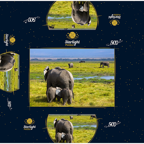 Elephants (Loxodonta africana) in Amboseli National Park 500 Jigsaw Puzzle box 3D Modell