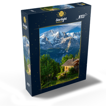 Isenfluh, hamlet Sulwald (1520m) hut against Jungfrau (4158m) 1000 Jigsaw Puzzle box view1