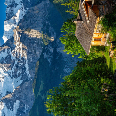 Isenfluh, hamlet Sulwald (1520m) hut against Jungfrau (4158m) 1000 Jigsaw Puzzle 3D Modell