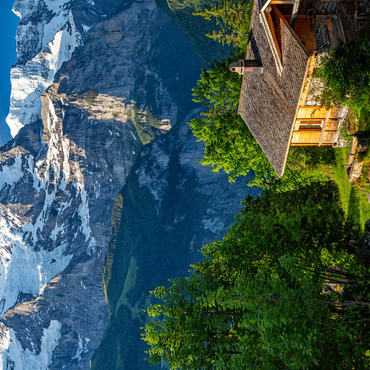 Isenfluh, hamlet Sulwald (1520m) hut against Jungfrau (4158m) 500 Jigsaw Puzzle 3D Modell