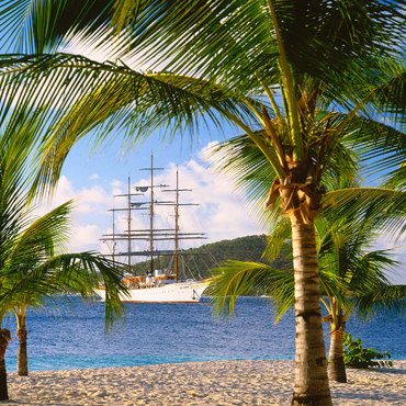 Windjammer Sea Cloud off Palm Island, Grenadines, Leeward Islands, Caribbean Sea 1000 Jigsaw Puzzle 3D Modell