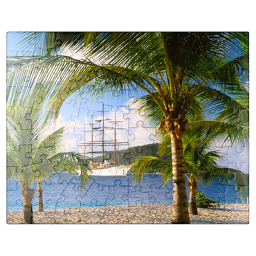 puzzleplate Windjammer Sea Cloud off Palm Island, Grenadines, Leeward Islands, Caribbean Sea 100 Jigsaw Puzzle