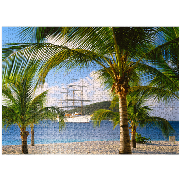 puzzleplate Windjammer Sea Cloud off Palm Island, Grenadines, Leeward Islands, Caribbean Sea 500 Jigsaw Puzzle