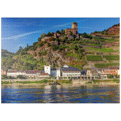 puzzleplate View over the Rhine with Gutenfels Castle in Kaub, Rhine Valley 1000 Jigsaw Puzzle