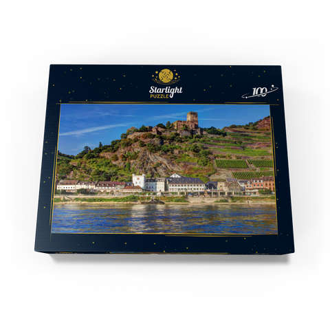 View over the Rhine with Gutenfels Castle in Kaub, Rhine Valley 100 Jigsaw Puzzle box view1