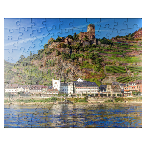 puzzleplate View over the Rhine with Gutenfels Castle in Kaub, Rhine Valley 100 Jigsaw Puzzle