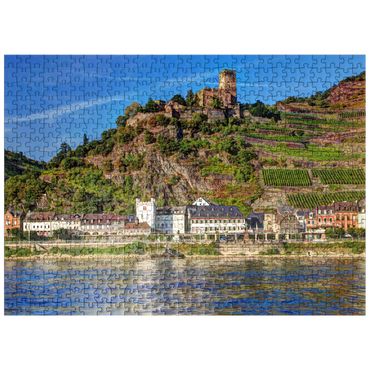 puzzleplate View over the Rhine with Gutenfels Castle in Kaub, Rhine Valley 500 Jigsaw Puzzle