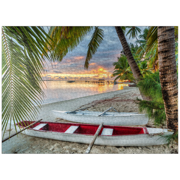 puzzleplate Palm beach at Hotel Les Tipaniers at Hauru Point, Moorea Island 1000 Jigsaw Puzzle