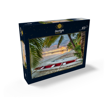 Palm beach at Hotel Les Tipaniers at Hauru Point, Moorea Island 100 Jigsaw Puzzle box view1