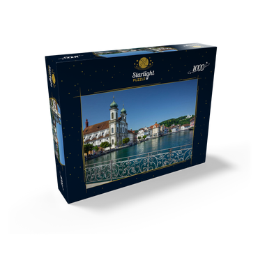 View from the Rathaussteg over the Reuss to the Jesuitenkirche, Lucerne 1000 Jigsaw Puzzle box view1