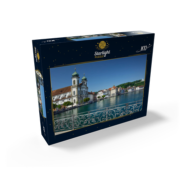 View from the Rathaussteg over the Reuss to the Jesuitenkirche, Lucerne 100 Jigsaw Puzzle box view1