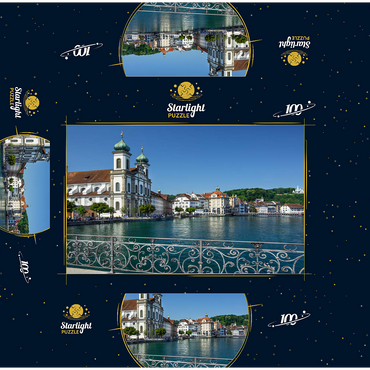 View from the Rathaussteg over the Reuss to the Jesuitenkirche, Lucerne 100 Jigsaw Puzzle box 3D Modell