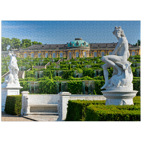 puzzleplate French Garden with the Sanssouci Palace and the vineyard terraces in the park 1000 Jigsaw Puzzle