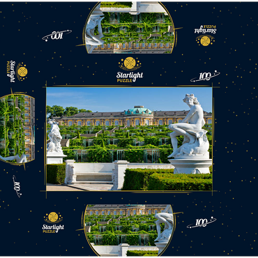 French Garden with the Sanssouci Palace and the vineyard terraces in the park 100 Jigsaw Puzzle box 3D Modell