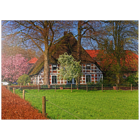 puzzleplate Farmhouse in Sauensiek, Lower Saxony, Germany 1000 Jigsaw Puzzle