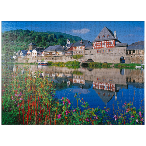 puzzleplate Old inn on the river Lahn, Lahntal, Rhineland-Palatinate 1000 Jigsaw Puzzle