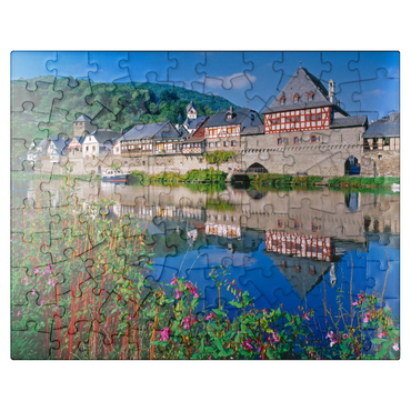puzzleplate Old inn on the river Lahn, Lahntal, Rhineland-Palatinate 100 Jigsaw Puzzle