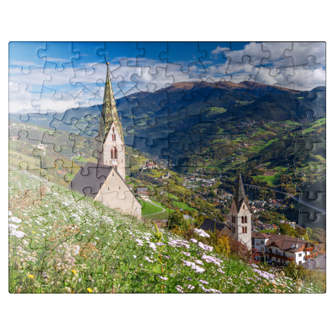 puzzleplate Villanders vs. Klausen and Säben Monastery, Province of Bolzano, Trentino-Alto Adige 100 Jigsaw Puzzle