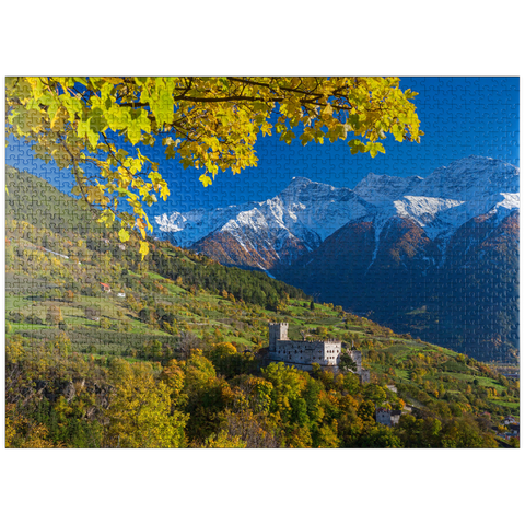 puzzleplate Churburg against Stilfser Joch National Park, Schluderns, Vinschgau, Trentino-South Tyrol 1000 Jigsaw Puzzle