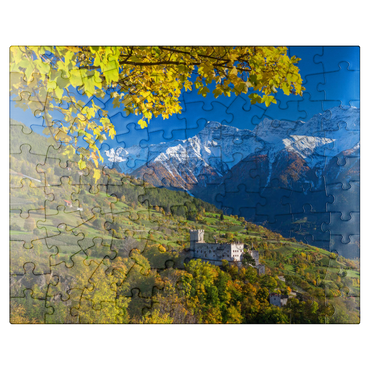 puzzleplate Churburg against Stilfser Joch National Park, Schluderns, Vinschgau, Trentino-South Tyrol 100 Jigsaw Puzzle