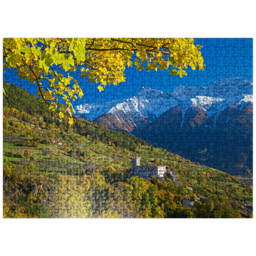 puzzleplate Churburg against Stilfser Joch National Park, Schluderns, Vinschgau, Trentino-South Tyrol 500 Jigsaw Puzzle