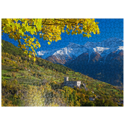 puzzleplate Churburg against Stilfser Joch National Park, Schluderns, Vinschgau, Trentino-South Tyrol 500 Jigsaw Puzzle