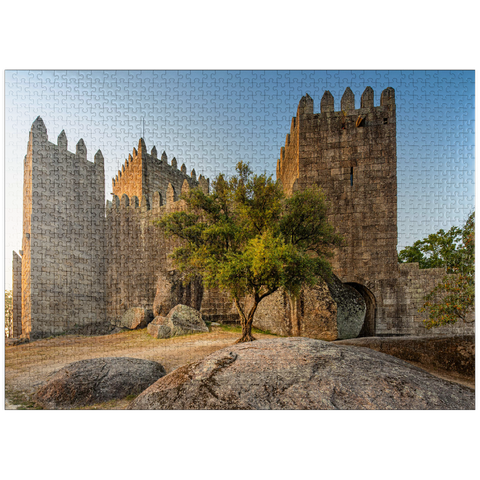 puzzleplate Romanesque fortress in Guimarães in the evening 1000 Jigsaw Puzzle