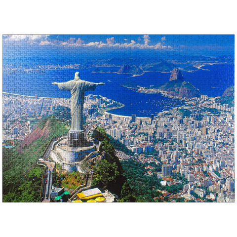 puzzleplate View of Corcovado with Christ statue and Sugarloaf Mountain (404m), Rio de Janeiro, Brazil 1000 Jigsaw Puzzle