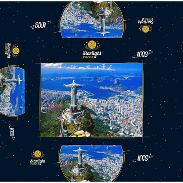 View of Corcovado with Christ statue and Sugarloaf Mountain (404m), Rio de Janeiro, Brazil 1000 Jigsaw Puzzle box 3D Modell
