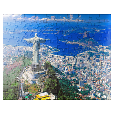 puzzleplate View of Corcovado with Christ statue and Sugarloaf Mountain (404m), Rio de Janeiro, Brazil 100 Jigsaw Puzzle