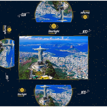 View of Corcovado with Christ statue and Sugarloaf Mountain (404m), Rio de Janeiro, Brazil 100 Jigsaw Puzzle box 3D Modell