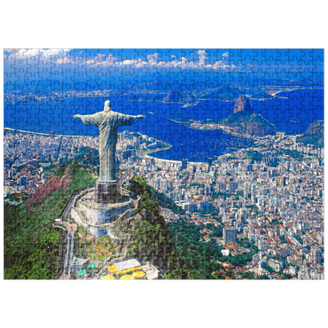 puzzleplate View of Corcovado with Christ statue and Sugarloaf Mountain (404m), Rio de Janeiro, Brazil 500 Jigsaw Puzzle