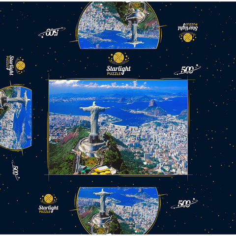 View of Corcovado with Christ statue and Sugarloaf Mountain (404m), Rio de Janeiro, Brazil 500 Jigsaw Puzzle box 3D Modell