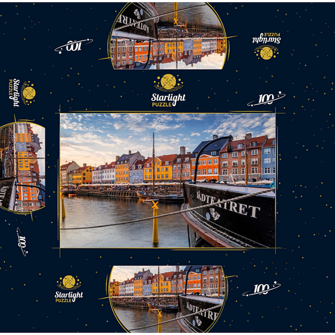 Evening atmosphere at the canal Nyhavn in the district Frederiksstaden 100 Jigsaw Puzzle box 3D Modell