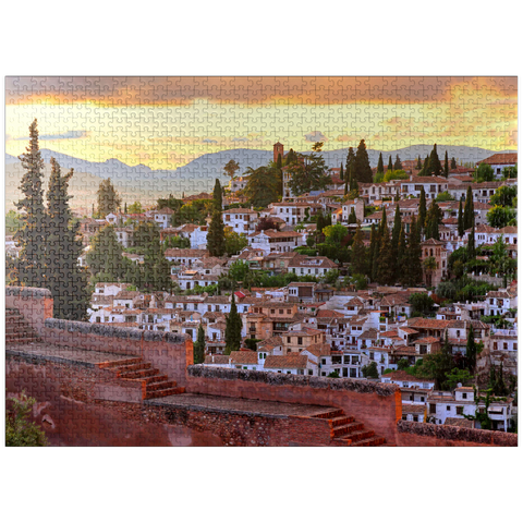 puzzleplate View from the Alhambra to the Albaicin district, Granada, Andalusia, Spain 1000 Jigsaw Puzzle