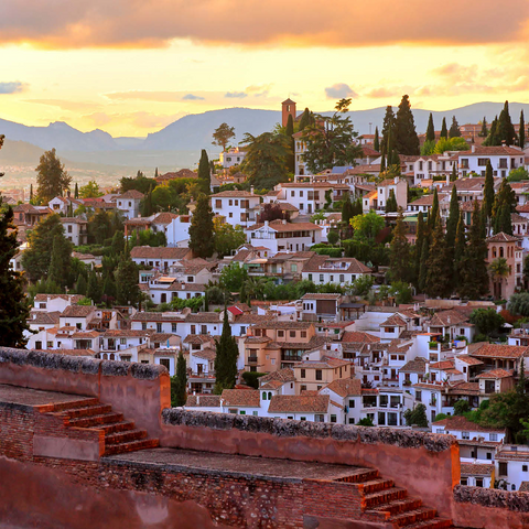 View from the Alhambra to the Albaicin district, Granada, Andalusia, Spain 1000 Jigsaw Puzzle 3D Modell