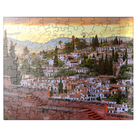 puzzleplate View from the Alhambra to the Albaicin district, Granada, Andalusia, Spain 100 Jigsaw Puzzle