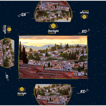 View from the Alhambra to the Albaicin district, Granada, Andalusia, Spain 100 Jigsaw Puzzle box 3D Modell