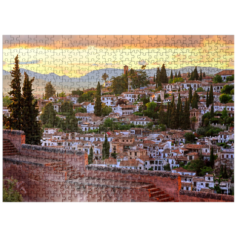 puzzleplate View from the Alhambra to the Albaicin district, Granada, Andalusia, Spain 500 Jigsaw Puzzle