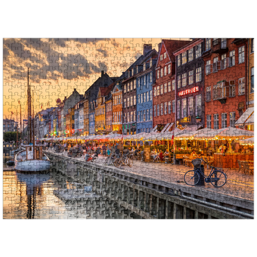 puzzleplate Evening atmosphere at the canal Nyhavn in the district Frederiksstaden 500 Jigsaw Puzzle
