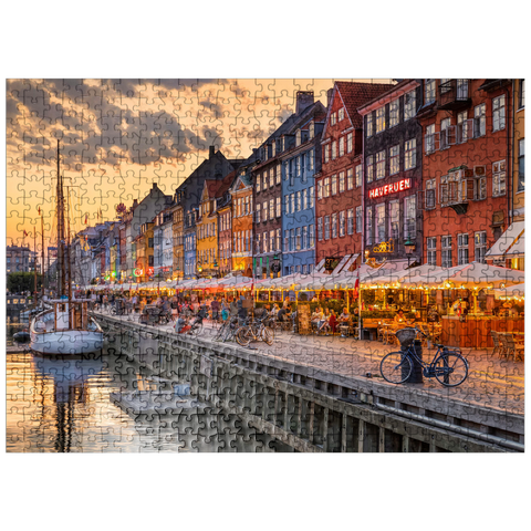 puzzleplate Evening atmosphere at the canal Nyhavn in the district Frederiksstaden 500 Jigsaw Puzzle
