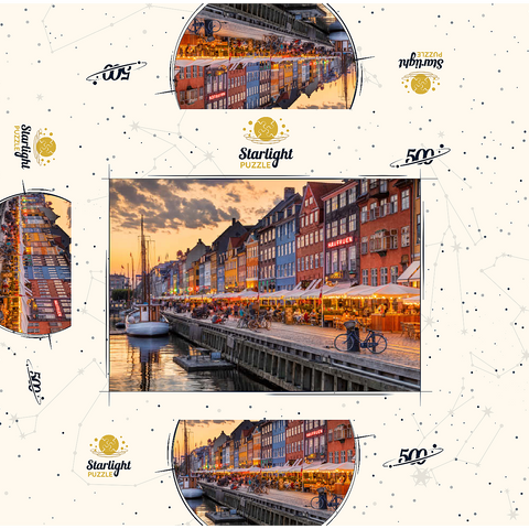 Evening atmosphere at the canal Nyhavn in the district Frederiksstaden 500 Jigsaw Puzzle box 3D Modell
